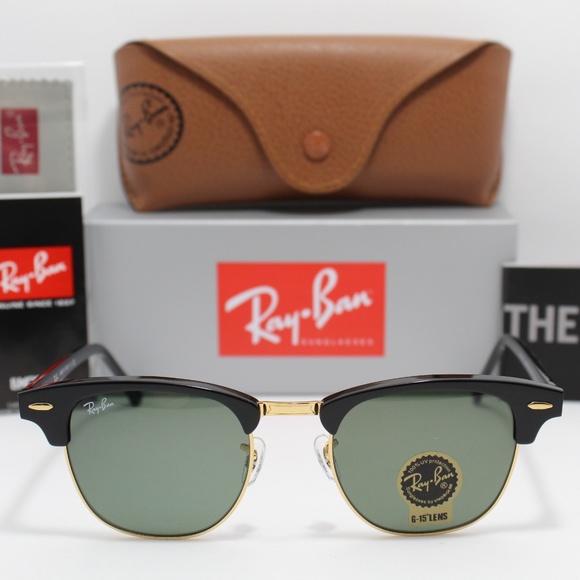 RAY-BAN 3016 W0365 BLACK/ARISTA GOLD CLUB-MASTER - Picture 7 of 8